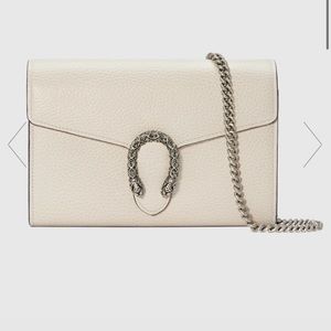 Gucci White Leather Dionysus Mini Leather Chain Wallet